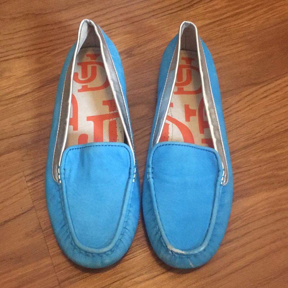 Joan & David Daphaline Blue Loafers w/ Silver Trim